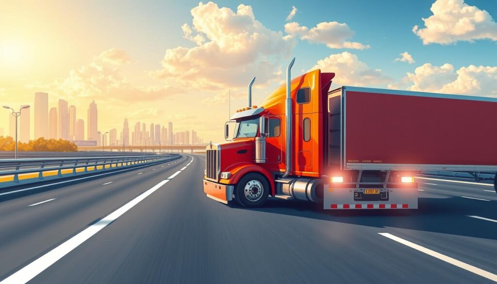Ilustrasi truk di jalan tol